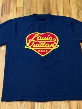 Vintage Style Heart Logo Graphic Tee - Navy Blue Designer Inspired T-shirt